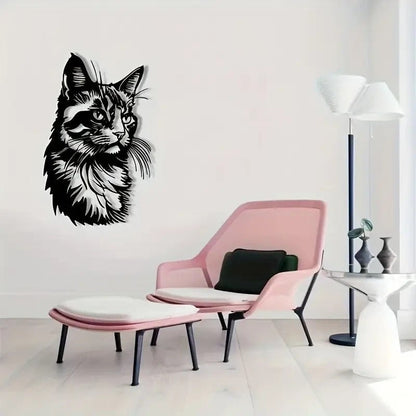 New Metal Cat Wall Art - Black & White Classic Design - FranksFunkyStuff