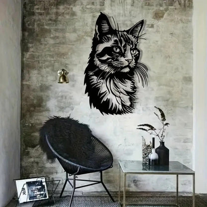 New Metal Cat Wall Art - Black & White Classic Design - FranksFunkyStuff