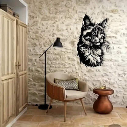 New Metal Cat Wall Art - Black & White Classic Design - FranksFunkyStuff