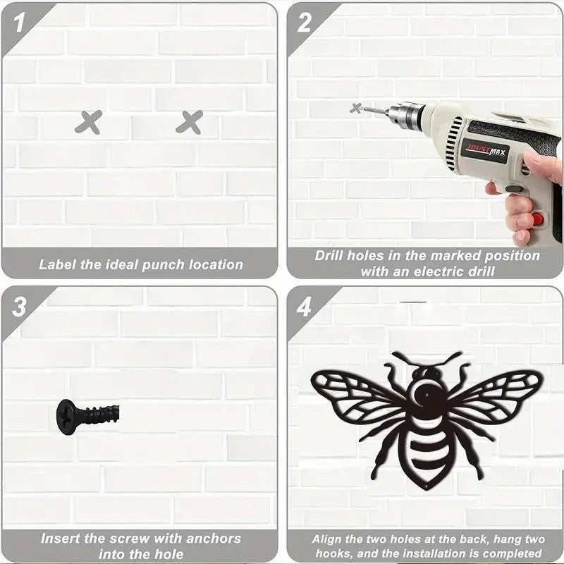NEW Metal Honey Bee Silhouette wall Art Decor - FranksFunkyStuff