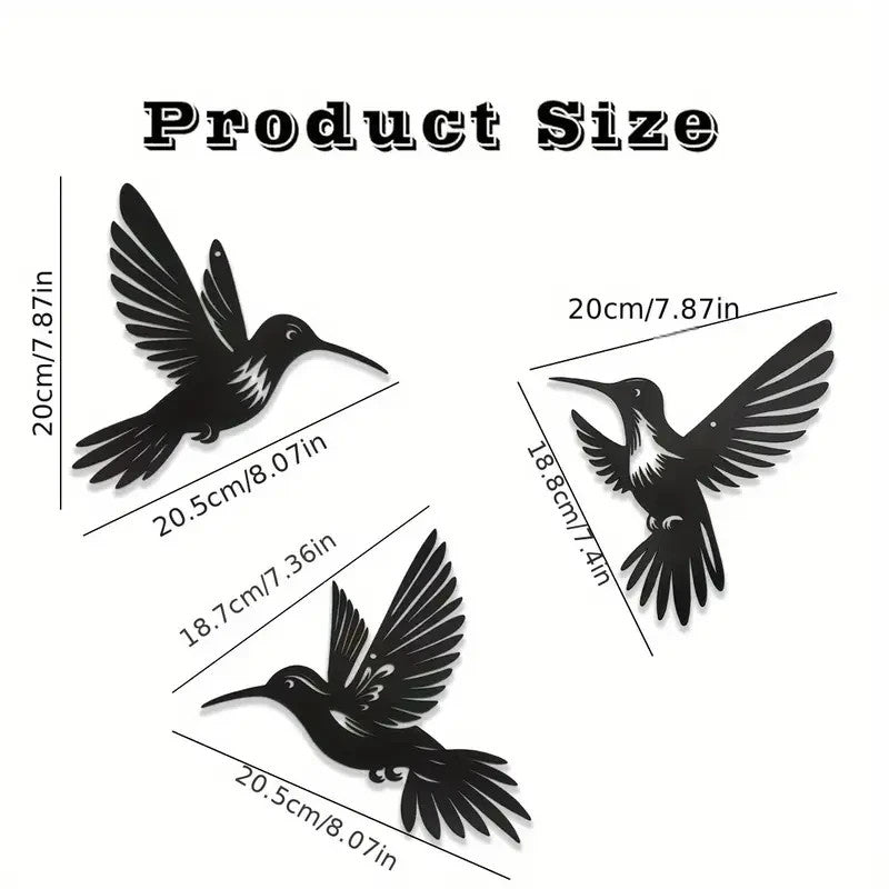 NEW Metal Humming Birds, 3 Birds, Wall Art Indoor or Outdoor - FranksFunkyStuff