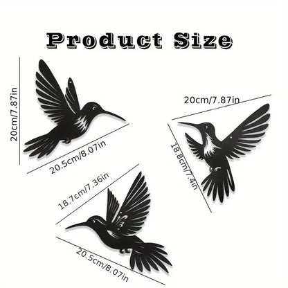 NEW Metal Humming Birds, 3 Birds, Wall Art Indoor or Outdoor - FranksFunkyStuff