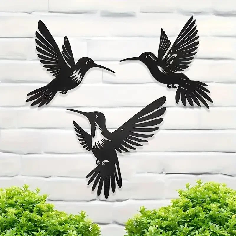 NEW Metal Humming Birds, 3 Birds, Wall Art Indoor or Outdoor - FranksFunkyStuff