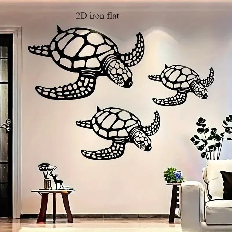 NEW Metal Turtles Wall Decor Set, 3 Turtles Set - FranksFunkyStuff