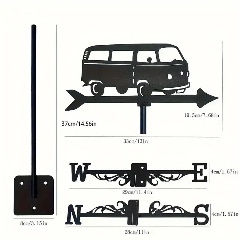 NEW Metal Volkswagen Bus Wind Vane - Outdoor Weathervane Large Size - FranksFunkyStuff