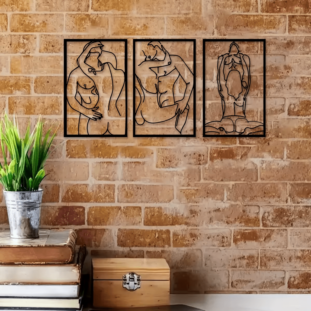 New Minimalist Abstract Couples Silhouettes Metal Wall Art - FranksFunkyStuff