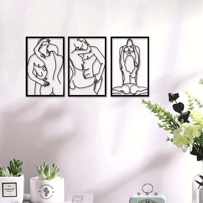 New Minimalist Abstract Couples Silhouettes Metal Wall Art - FranksFunkyStuff