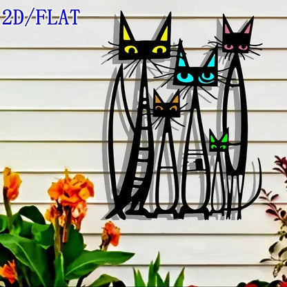 NEW Minimalist Cat Silhouette Metal Wall Art - FranksFunkyStuff