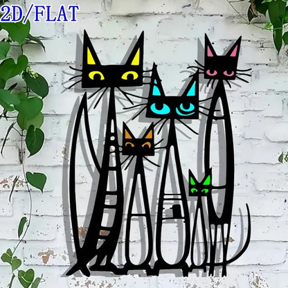 NEW Minimalist Cat Silhouette Metal Wall Art - FranksFunkyStuff