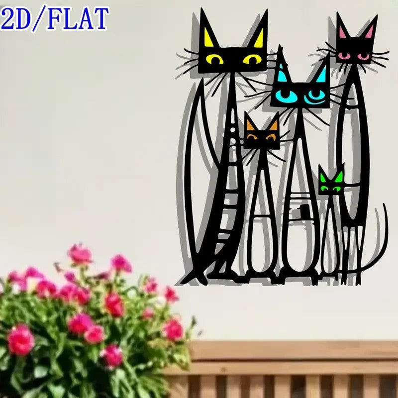 NEW Minimalist Cat Silhouette Metal Wall Art - FranksFunkyStuff