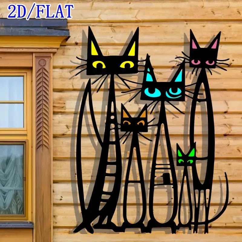 NEW Minimalist Cat Silhouette Metal Wall Art - FranksFunkyStuff