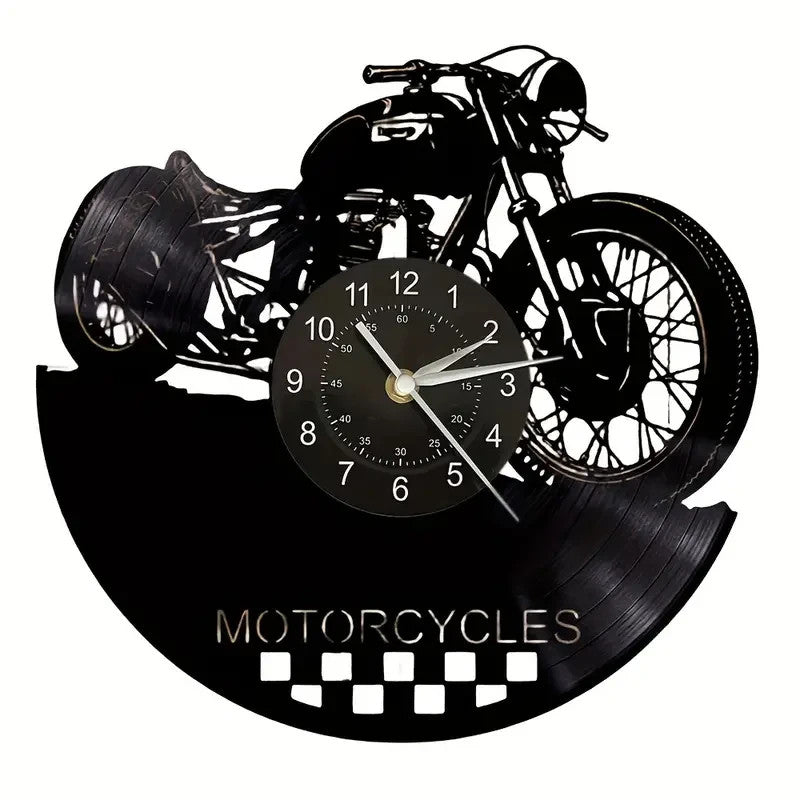 NEW Motorcycle Silhouette Vinyl Wall Clock With LED Lights Remote Controlled - FranksFunkyStuff