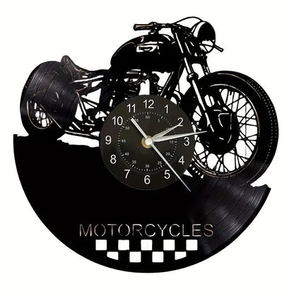 NEW Motorcycle Silhouette Vinyl Wall Clock With LED Lights Remote Controlled - FranksFunkyStuff