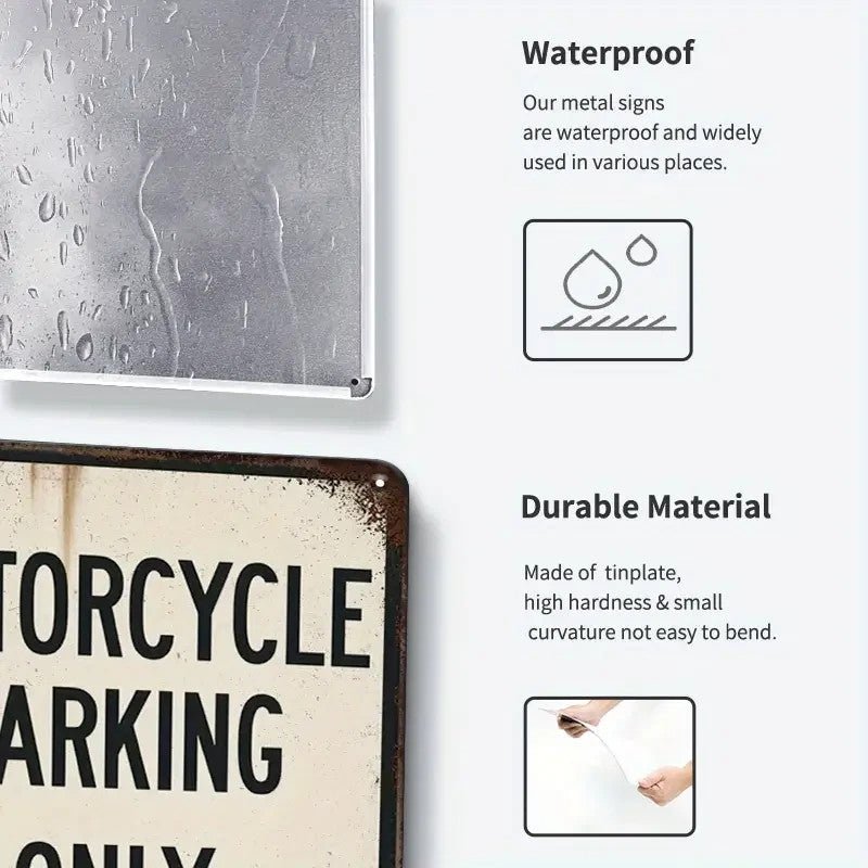 NEW Motrocycle Parking Only Garage Metal Sign Outdoor Plaque Decor - FranksFunkyStuff