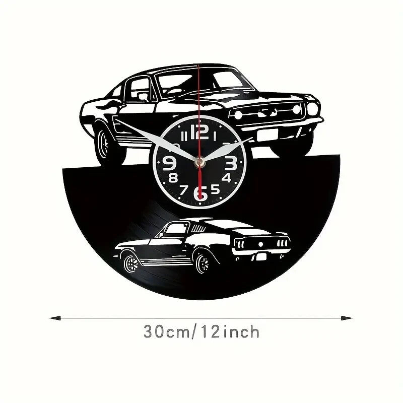 NEW Mustang Car Vinyl Record Wall Clock - Silent Clock with AA Battery Powered - FranksFunkyStuff