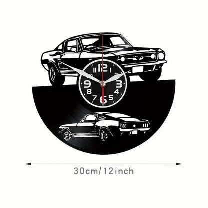 NEW Mustang Car Vinyl Record Wall Clock - Silent Clock with AA Battery Powered - FranksFunkyStuff