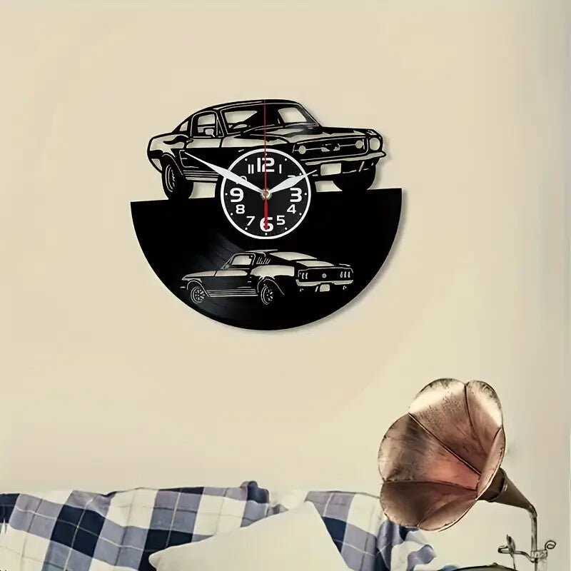 NEW Mustang Car Vinyl Record Wall Clock - Silent Clock with AA Battery Powered - FranksFunkyStuff