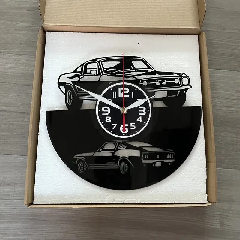 NEW Mustang Car Vinyl Record Wall Clock - Silent Clock with AA Battery Powered - FranksFunkyStuff