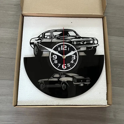 NEW Mustang Car Vinyl Record Wall Clock - Silent Clock with AA Battery Powered - FranksFunkyStuff