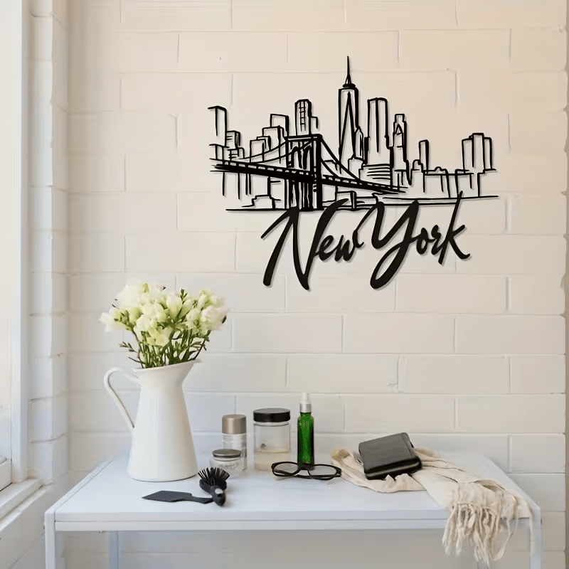 NEW, New York City Skyline Metal Wall Art with Brooklyn Bridge - FranksFunkyStuff