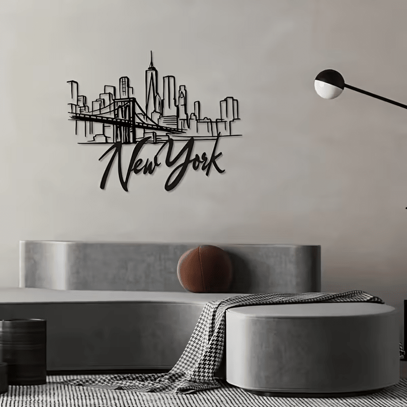 NEW, New York City Skyline Metal Wall Art with Brooklyn Bridge - FranksFunkyStuff