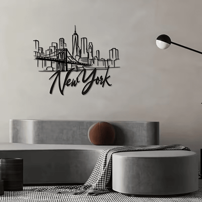 NEW, New York City Skyline Metal Wall Art with Brooklyn Bridge - FranksFunkyStuff