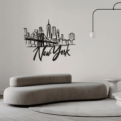 NEW, New York City Skyline Metal Wall Art with Brooklyn Bridge - FranksFunkyStuff