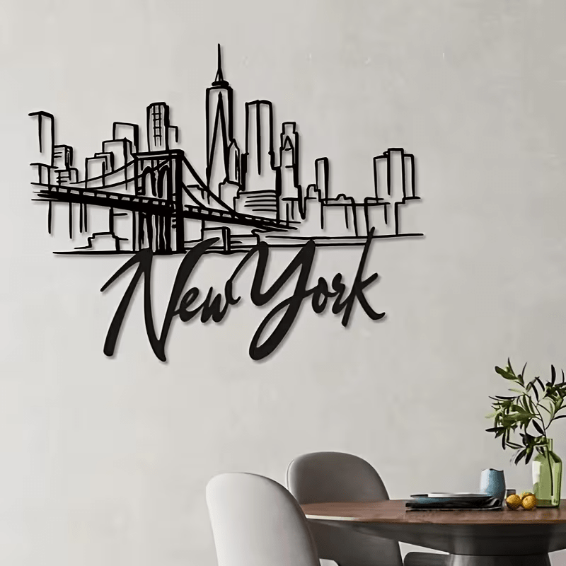 NEW, New York City Skyline Metal Wall Art with Brooklyn Bridge - FranksFunkyStuff