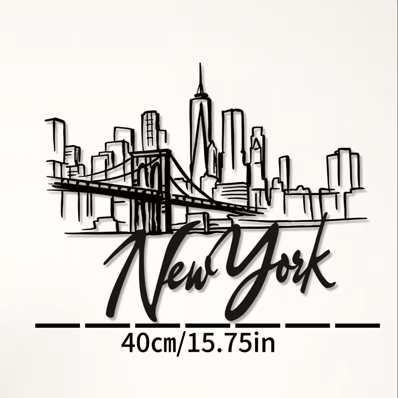 NEW, New York City Skyline Metal Wall Art with Brooklyn Bridge - FranksFunkyStuff