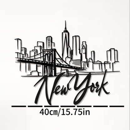 NEW, New York City Skyline Metal Wall Art with Brooklyn Bridge - FranksFunkyStuff