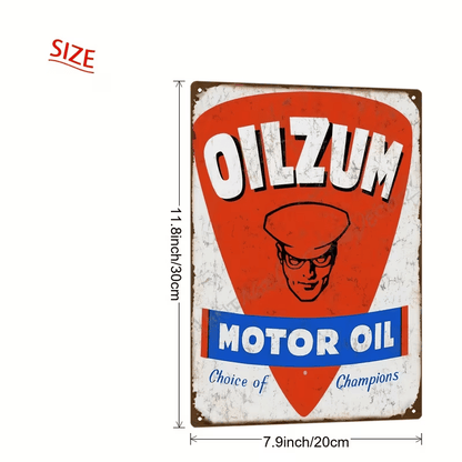 NEW Oilzum Motor Oil Champions Choice Vintage Looking Metal Wall Art Sign - FranksFunkyStuff