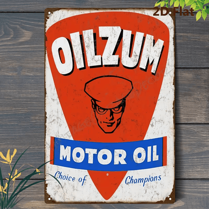 NEW Oilzum Motor Oil Champions Choice Vintage Looking Metal Wall Art Sign - FranksFunkyStuff