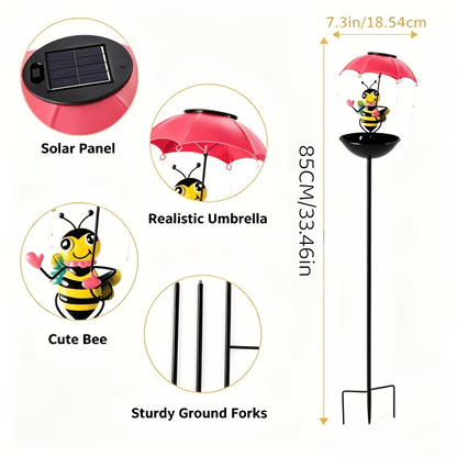 NEW Outdoor Garden Decorative Solar Bee Statue LED Lights with Bird Feeder Dish - FranksFunkyStuff