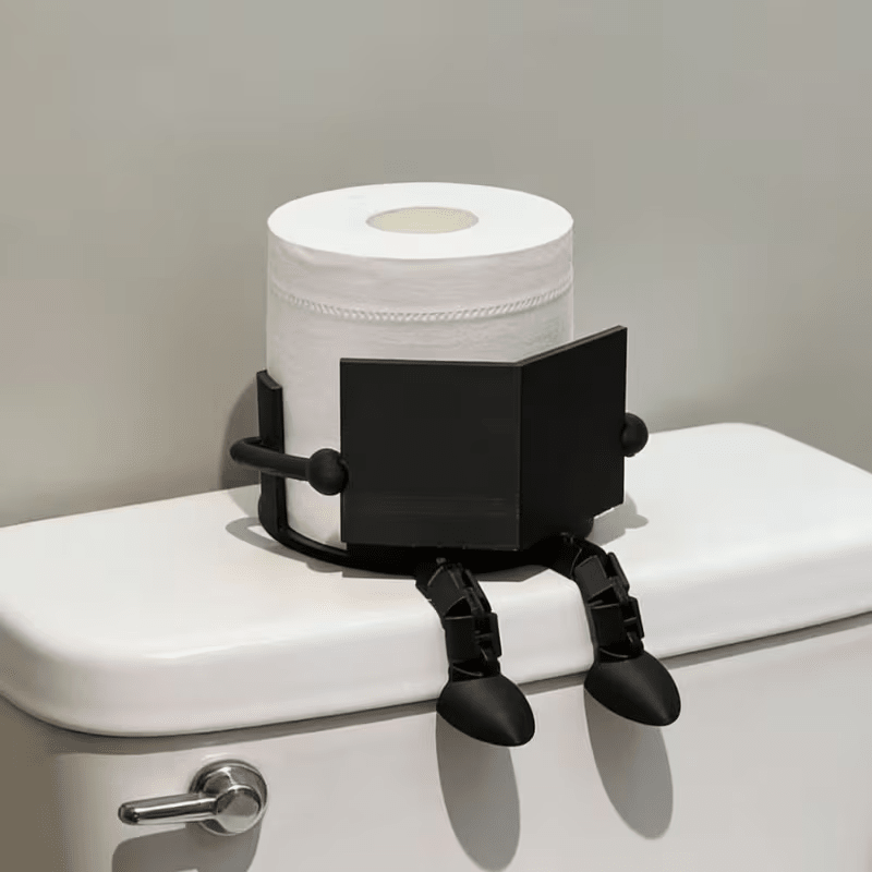 NEW Playful Book Reading Toilet Paper Holder , Black or White - FranksFunkyStuff