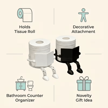 NEW Playful Book Reading Toilet Paper Holder , Black or White - FranksFunkyStuff