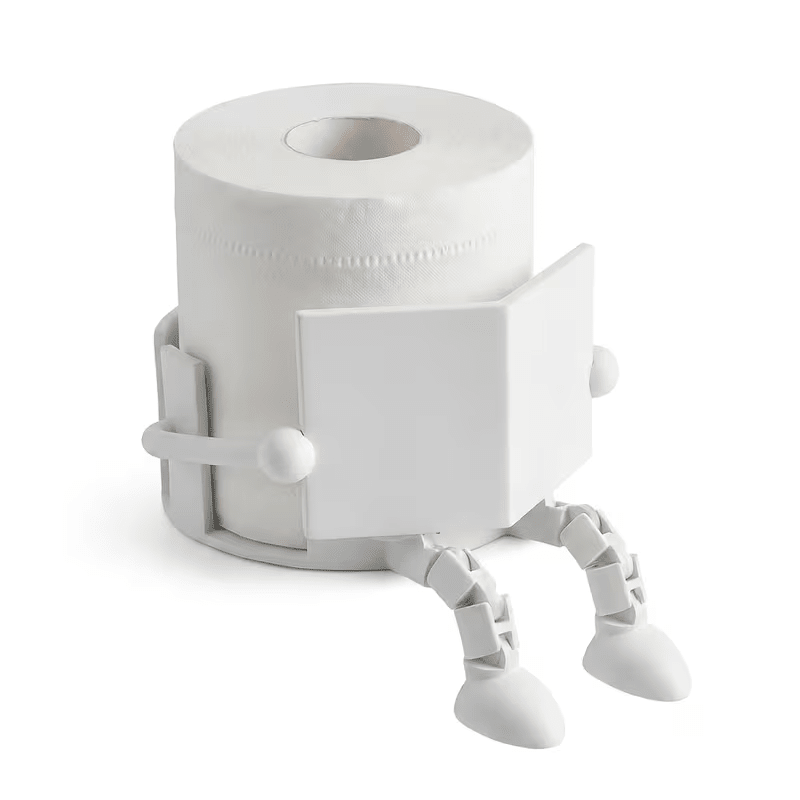 NEW Playful Book Reading Toilet Paper Holder , Black or White - FranksFunkyStuff