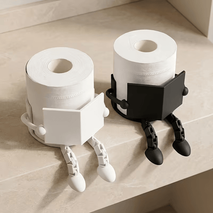 NEW Playful Book Reading Toilet Paper Holder , Black or White - FranksFunkyStuff
