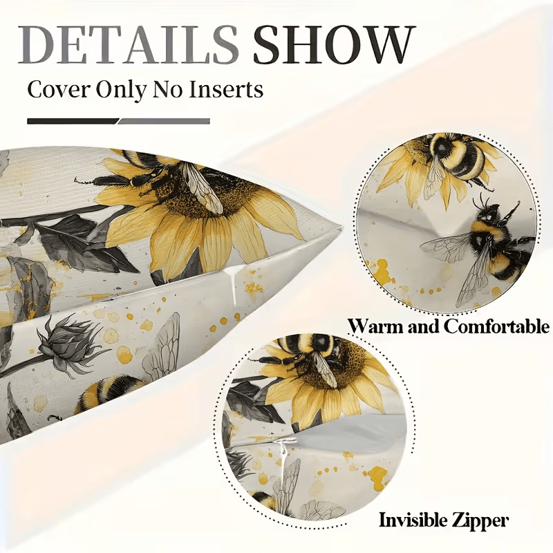 NEW Plush Throw Pillow Covers Bumble Bee Theme ( Set Of Two ) - FranksFunkyStuff