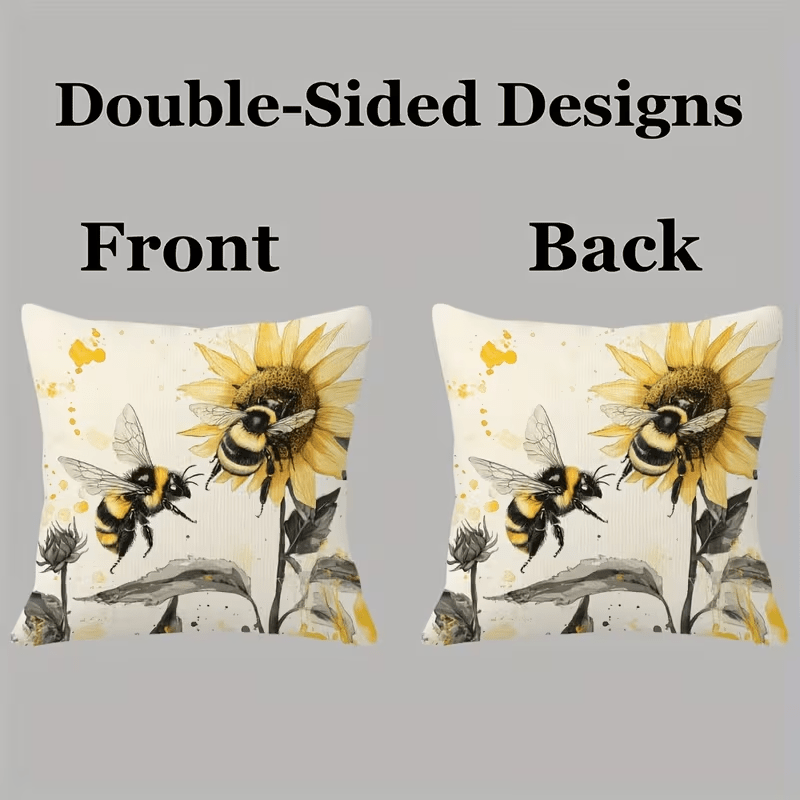 NEW Plush Throw Pillow Covers Bumble Bee Theme ( Set Of Two ) - FranksFunkyStuff