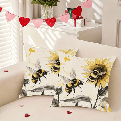 NEW Plush Throw Pillow Covers Bumble Bee Theme ( Set Of Two ) - FranksFunkyStuff