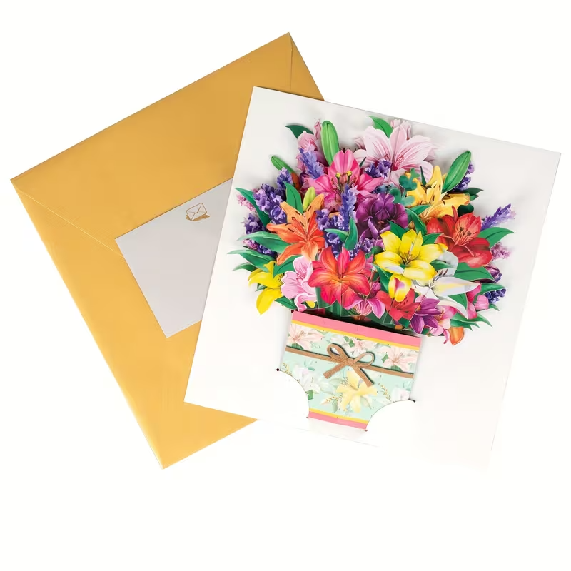 NEW Pop-Up Lily Bouquet Greeting Card, FREE SHIPPING - FranksFunkyStuff