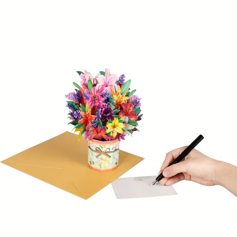 NEW Pop-Up Lily Bouquet Greeting Card, FREE SHIPPING - FranksFunkyStuff