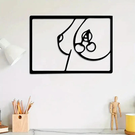NEW Retro Abstract Nude Woman Line Art Metal Wall Decor - FranksFunkyStuff