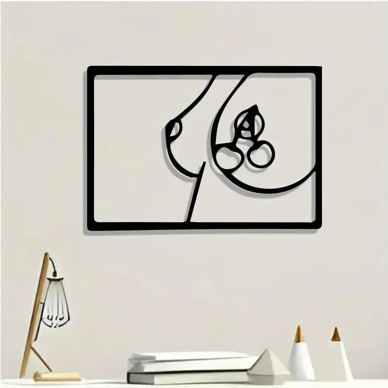 NEW Retro Abstract Nude Woman Line Art Metal Wall Decor - FranksFunkyStuff