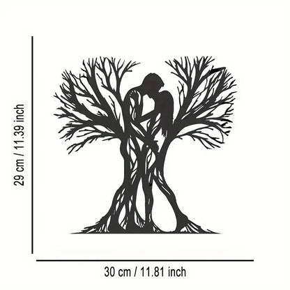 NEW Romantic Contemporary Style Couple Hugging Tree Metal Wall Art Sculpture - FranksFunkyStuff