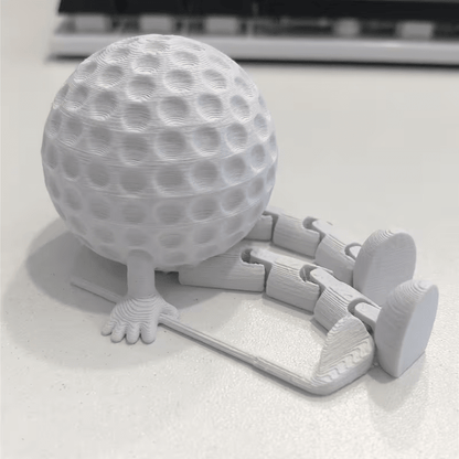 NEW Round golf Ball Sitting Figurine with Club - FranksFunkyStuff
