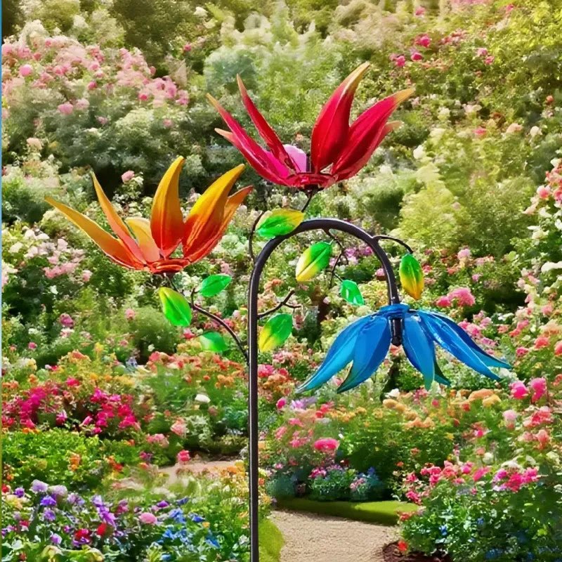 NEW Rustic Style Outdoor Decorative Metal Flower Windmill ( 1 ) - FranksFunkyStuff