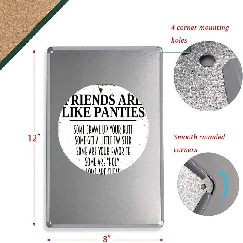 NEW Sign "Friends are Like Panties" Metal Sign - FranksFunkyStuff