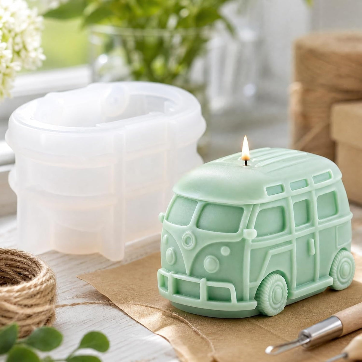 NEW Small VOLKSWAGEN BUS SILICONE MOLD Plaster , Candle , Food Grade Silicone - FranksFunkyStuff