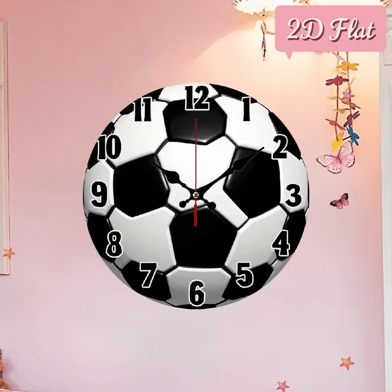 NEW Soccer Ball Clock 10 Inch 2d Flat - FranksFunkyStuff